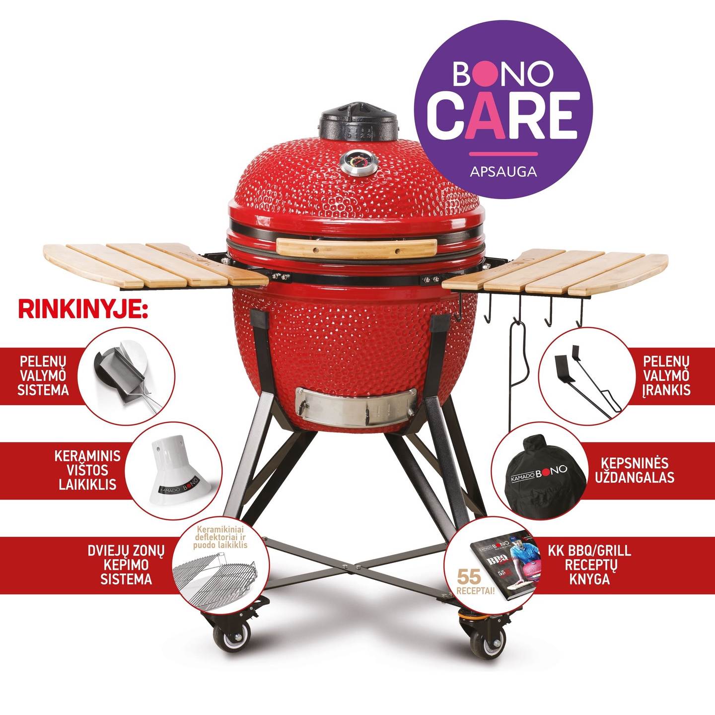 Kamado Bono Media, 52 cm , red - Image 3